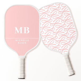 Vornehmes Rosa-Band-Schleifen-Personalisiertes Mon Pickleball Schläger