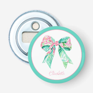 Vornehmes rosa Blumenband personalisiert Flaschenöffner