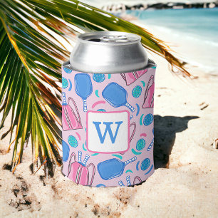Vornehmes rosa Pickleball-Monogramm Dosenkühler
