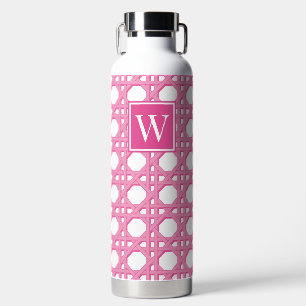 Vornehmes rosa Rattanrohr-Gitter-Monogramm Trinkflasche