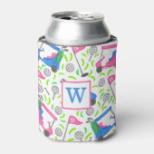 Vornehmes rosa und blaues Golfcart-Monogramm/ Gesc Dosenkühler (Kanne Vorderseite)