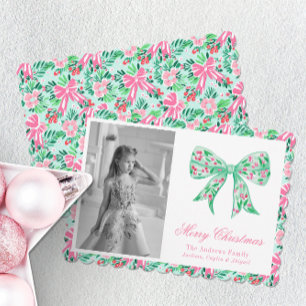 Vornehmes Rosa und Grün Palm Beach Weihnachtsbogen Feiertagskarte