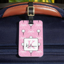Vornehmes Rosa Weißes Schleifen Golf Muster Monogr