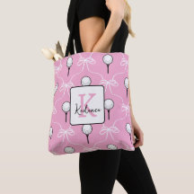 Vornehmes Rosa Weißes Schleifen Golf Muster Monogr