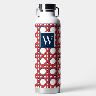 Vornehmes rotes Rattanrohr-Gitter-Monogramm  Trinkflasche