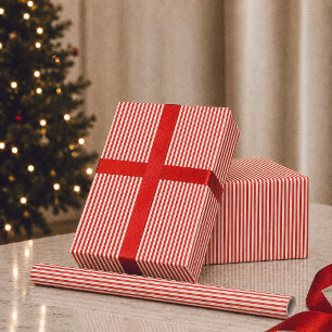 Vornehmes rotes Streifen-Fest Weihnachten Geschenkpapier