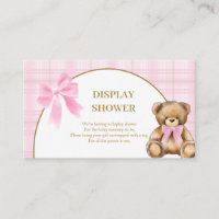 Vornehmes Teddybär-rosa-Karo-Anzeige-Duschkarte