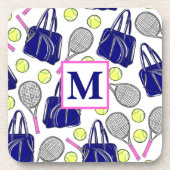 Vornehmes Tennis-Muster-Monogramm Getränkeuntersetzer (Vorderseite)