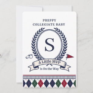 Vornehmes Universitätsmonogramm Babyparty Einladung