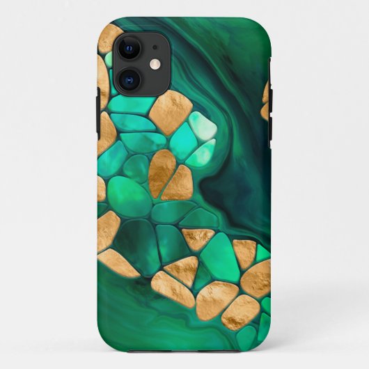 Voronoi-Zellen abstrakt - Grüntöne und Gold Case-Mate iPhone Hülle (Rückseite)