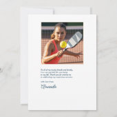 Vorpimmling-Pickleball-Geburtstagsfoto Dankeskarte (Rückseite)