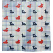Vorpommersche Jungen Ente & Gingham Navy Rot Smoke Duschvorhang (Vorderseite)