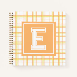 Vorpompersche Karo-Varsity-Monogramm Orange Gelb Q Notizblock