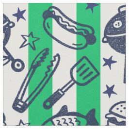 Vorpomperscher Papa grillt Doodle-Streifen - Grün  Stoff