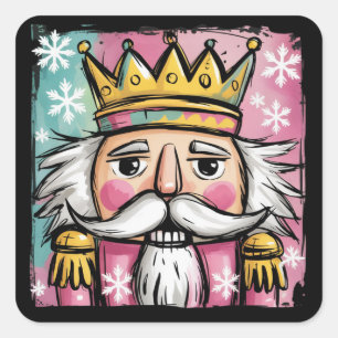 Vorpomperscher Wasserfarben-Nussknacker-Weihnachts Quadratischer Aufkleber