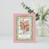 Vorpraktische Küsten-Schleifen-Familienfoto-Weihna Feiertagspostkarte (Stehend Vorderseite)