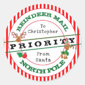 Vorrangige Rentierbriefe aus Weihnachtsgeschenk Runder Aufkleber (Vorderseite)