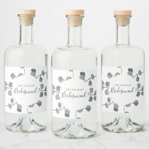 Vorschlag Eukalyptus Greenery Bridesmaid Alkoholflaschenetikett