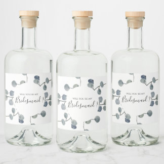 Vorschlag Eukalyptus Greenery Bridesmaid Alkoholflaschenetikett