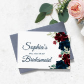 Vorschlag für Burgund & Navy Rustikale Bridesmaid Postkarte