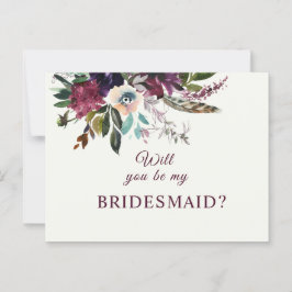 Vorschlag für Burgundy Floral Bridesmaid Postkarte