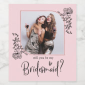 Vorschlag für ein elegantes Foto Bridesmaid Weinetikett (Einzelnes Label)