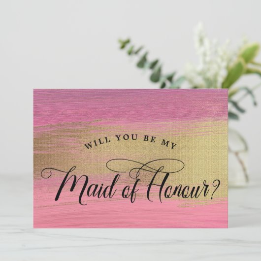 Vorschlag für eine Abstrakte Trauzeugin in Rosa un Einladung (Stehend Vorderseite)