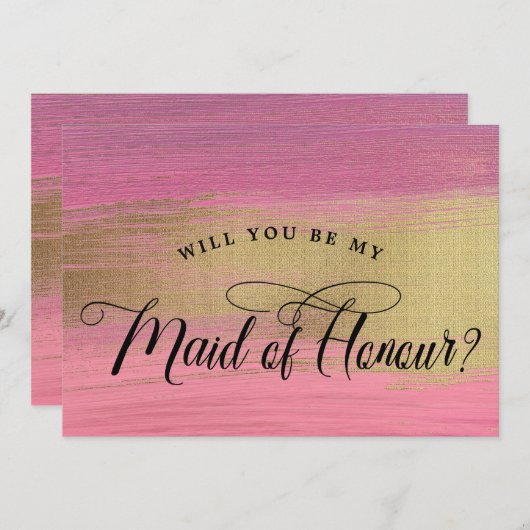 Vorschlag für eine Abstrakte Trauzeugin in Rosa un Einladung (Vorne/Hinten)