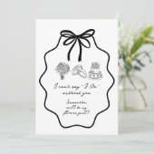 Vorschlag für eine Blütenblume von Hand gezeichnet Einladung (Stehend Vorderseite)