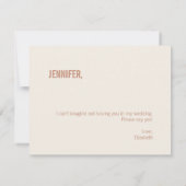 Vorschlag für eine einfache Dusty Terracotta-Trauz Mitteilungskarte (Rückseite)