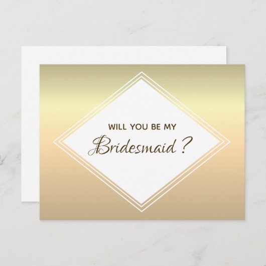 Vorschlag für eine einfache Gold-Bridesmaid Einladungspostkarte (Vorne/Hinten)