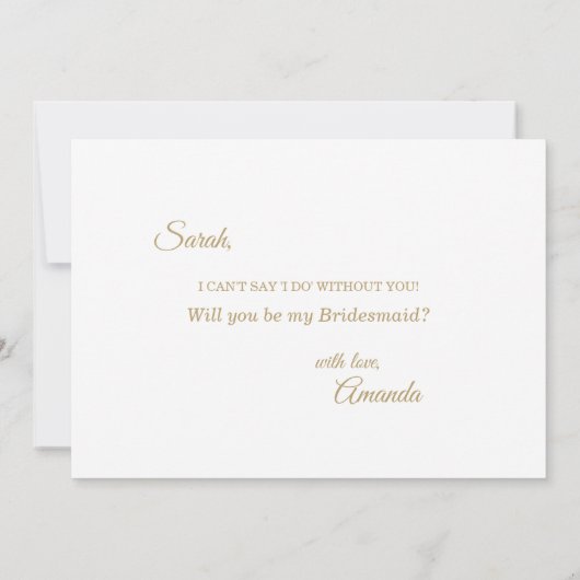 Vorschlag für eine einfache Goldkalligrafie Einladung (Rückseite)