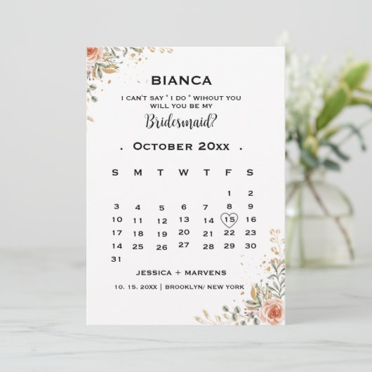 Vorschlag für eine elegante Blumenkalender Einladung (Stehend Vorderseite)