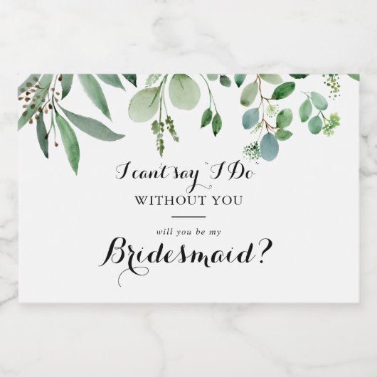 Vorschlag für eine grüne Eukalyptus-Kalligrafie Schaumweinetikett (Einzelnes Label)