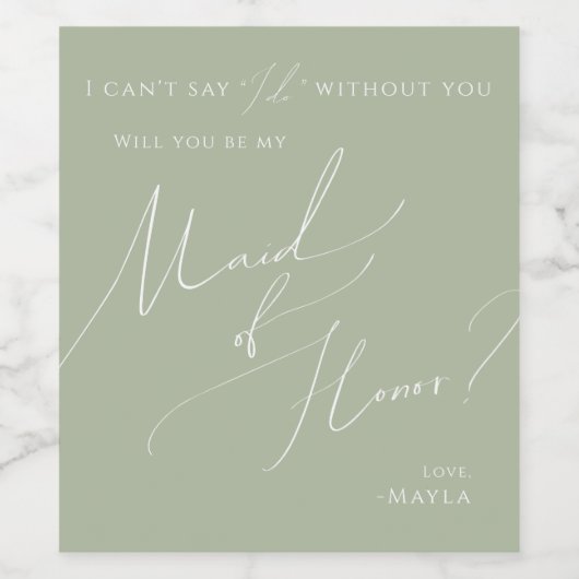 Vorschlag für eine grüne Trauzeugin für das Skript Weinetikett (Einzelnes Label)