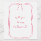 Vorschlag für eine handgezeichnete Bow Pink Brides Weinetikett (Einzelnes Label)