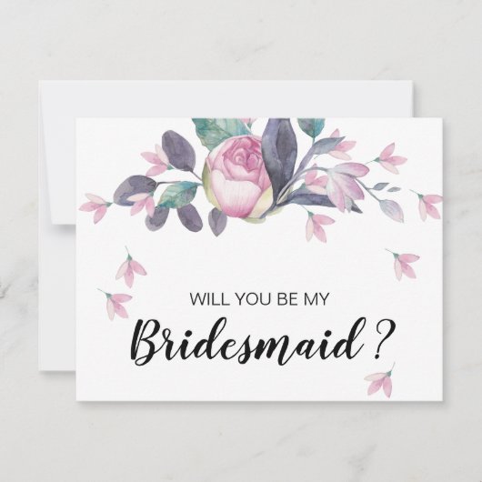 Vorschlag für eine hübsch rosa Floral Bridesmaid Einladung (Vorderseite)
