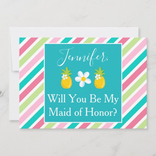 Vorschlag für eine hübsche Ananas-Trauzeugin Einladung (Vorderseite)