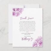 Vorschlag für eine lila Blüte in Aquarellmassen Mitteilungskarte (Rückseite)