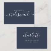 Vorschlag für eine Minimalistische Blue Bridesmaid Mitteilungskarte (Vorne/Hinten)