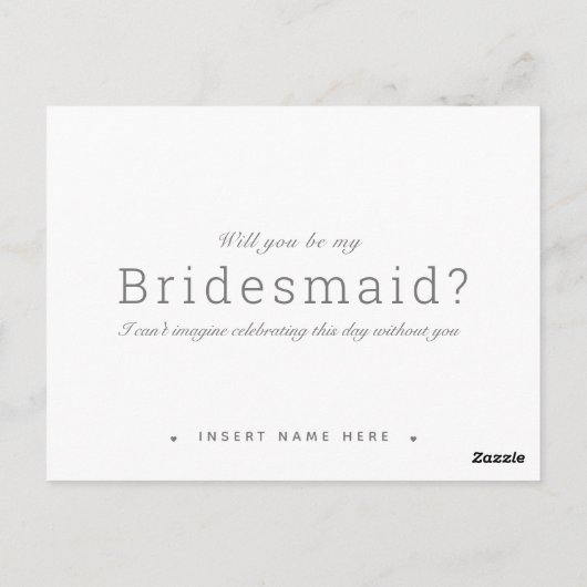 Vorschlag für eine Minimalistische Bridmaid-Brücke Postkarte (Rückseite)