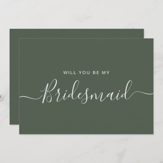 Vorschlag für eine Minimalistische waldgrüne Brück Einladung (Vorne/Hinten)