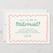 Vorschlag für eine neue rosa und grüne Wavy Bridma Einladung (Vorderseite)