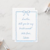 Vorschlag für eine niedliche Bow Blue Handwriting  Karte (Vorderseite/Rückseite Beispiel)