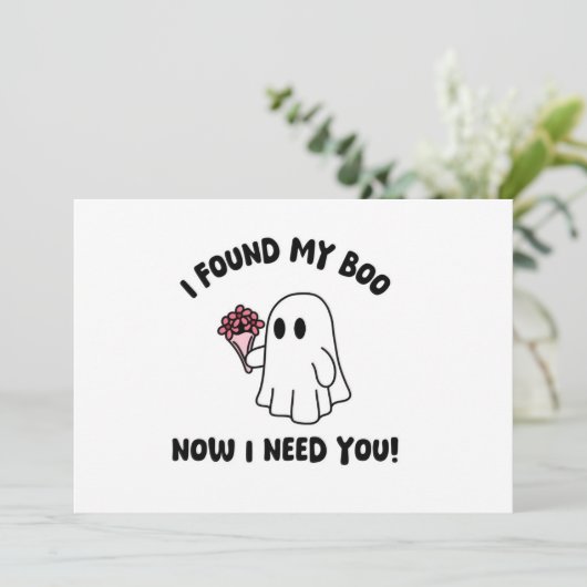 Vorschlag für eine Niedliche Ghost-Boo-Trauzeugin Karte (Stehend Vorderseite)