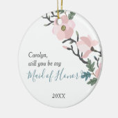 Vorschlag für eine personalisierte Trauzeugin Saku Keramik Ornament (Links)