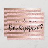 Vorschlag für eine Rose Gold Foil und Glitzer Brid Postkarte (Vorne/Hinten)