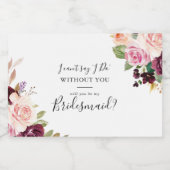 Vorschlag für eine Rustikale Botanische Bridmaid Schaumweinetikett (Einzelnes Label)