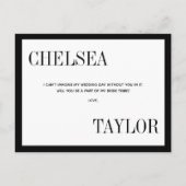 Vorschlag für eine Schwarz-weiße Typografie Einladungspostkarte (Rückseite)