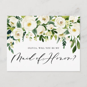 Vorschlag für eine Trauzeugin zu weißen Blume Einladungspostkarte
